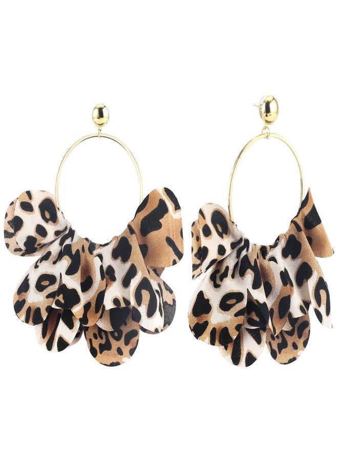 PLwelth Leopard Hoop Earrings for Women Large Hoop Dangle Drop Earrings Gold Leopard Dangle Earrings Cute Long Tassel Leopard Print Earring Trendy Jewelry Gifts for Her Birthday Christmas Halloween - Image 1