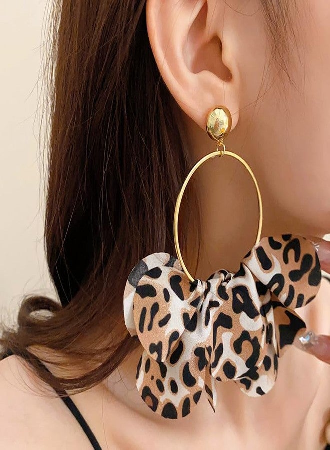 PLwelth Leopard Hoop Earrings for Women Large Hoop Dangle Drop Earrings Gold Leopard Dangle Earrings Cute Long Tassel Leopard Print Earring Trendy Jewelry Gifts for Her Birthday Christmas Halloween - Image 4