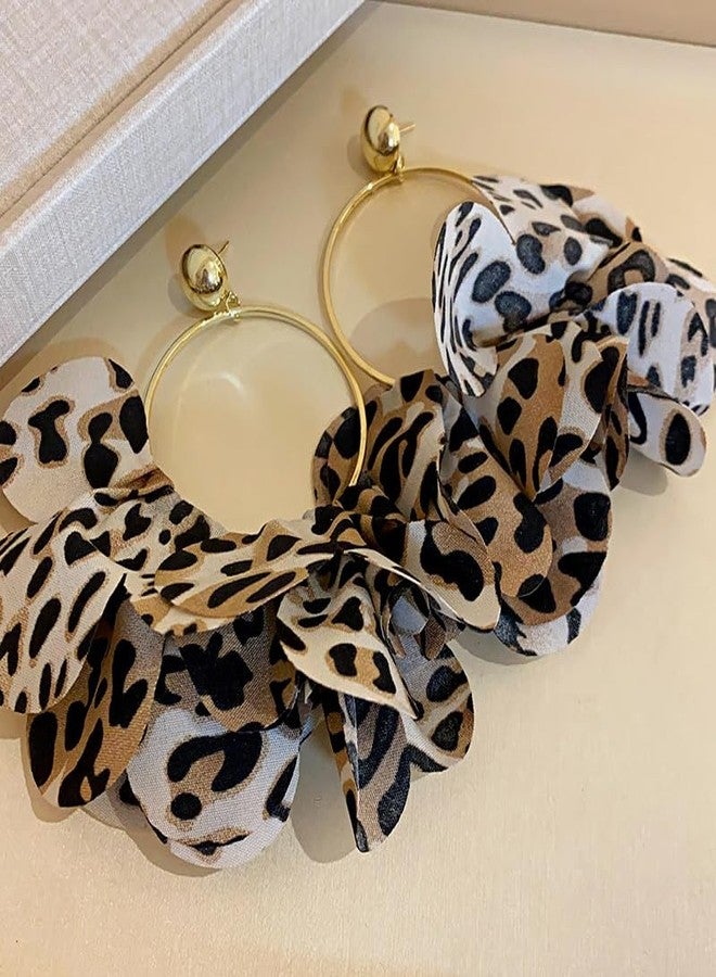 PLwelth Leopard Hoop Earrings for Women Large Hoop Dangle Drop Earrings Gold Leopard Dangle Earrings Cute Long Tassel Leopard Print Earring Trendy Jewelry Gifts for Her Birthday Christmas Halloween - Image 5
