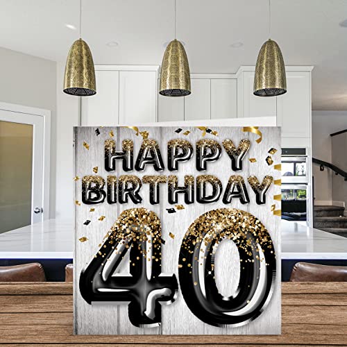Stuff4 40th Birthday Card for Men - Black & Gold Glitter Balloons - Happy Birthday Cards for 40 Year Old Man Dad Papa Pops Cousin Friend Brother Uncle, 5.7 x 5.7 Inch Forty Fortieth Bday Greeting Cards Gift - Image 3