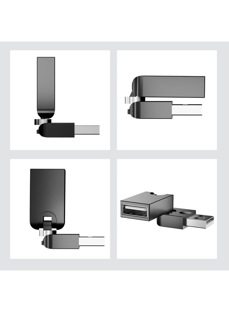 Barakah Swivel USB 2.0 Adapter, 360° Rotating Right Angle USB Extension Converter, Type A Male to Female Adjustable Twist Connector for Extension and Direction Control, Black, 2 Pack - Image 3