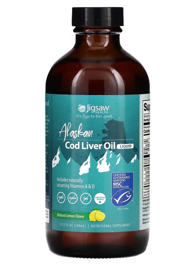 Jigsaw Health Alaskan Cod Liver Oil Liquid Natural Lemon 8.12 fl oz (240 ml)