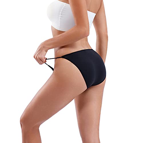 Buankoxy Women's Low-Rise String Bikini Panty Stretch Briefs (7, Black) - Image 3