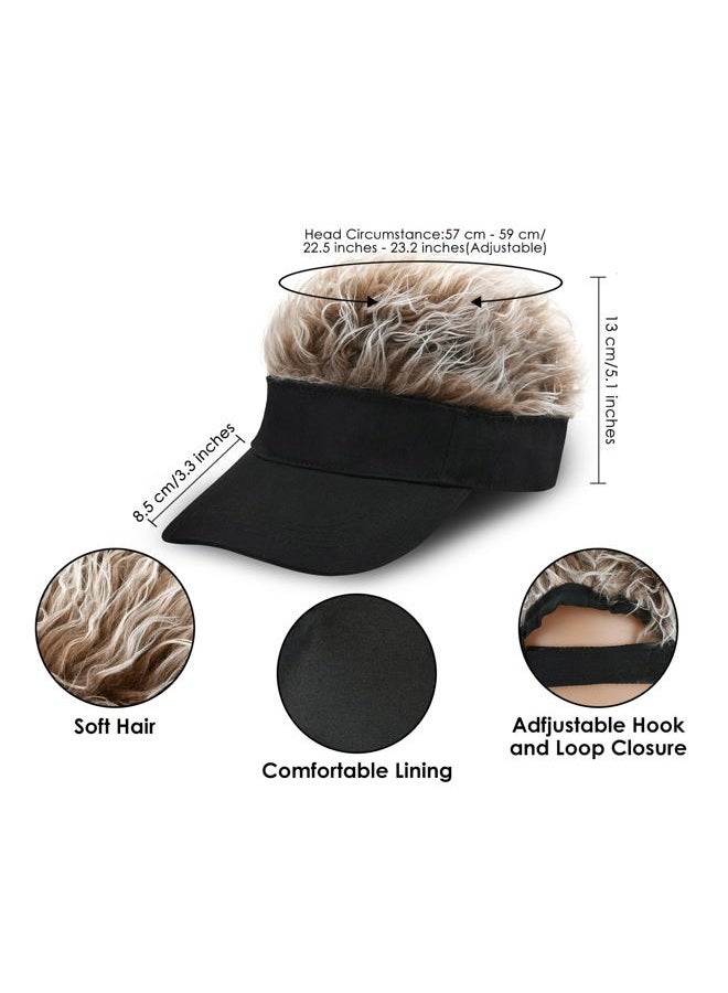 DS.DISTINCTIVE STYLE Novelty Visor Cap Adjustable Visor Hat with Spiked Wigs Fake Hair Visor for Adults, Black and Brown, One size - Image 4