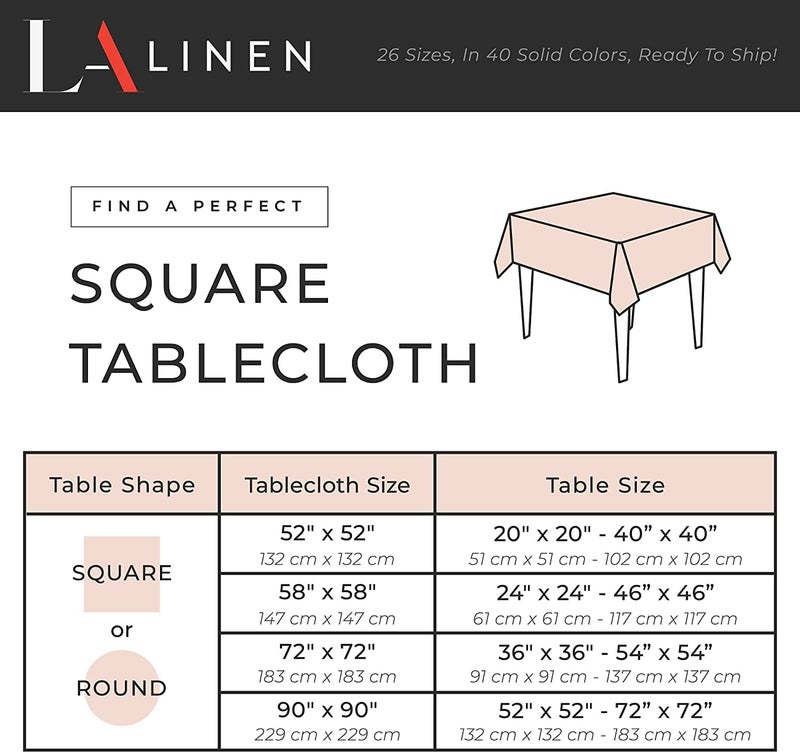 لا لينين مفرش طاولة مربع من La Linen بوليستر بوبلين قابل للغسل، غطاء طاولة مقاوم للبقع والتجاعيد، مفرش طاولة من القماش لتناول الطعام، حفلة المطبخ، العطلات، 90 × 90 بوصة، أحمر (Tcpop90X90_Redp98) - Image 4