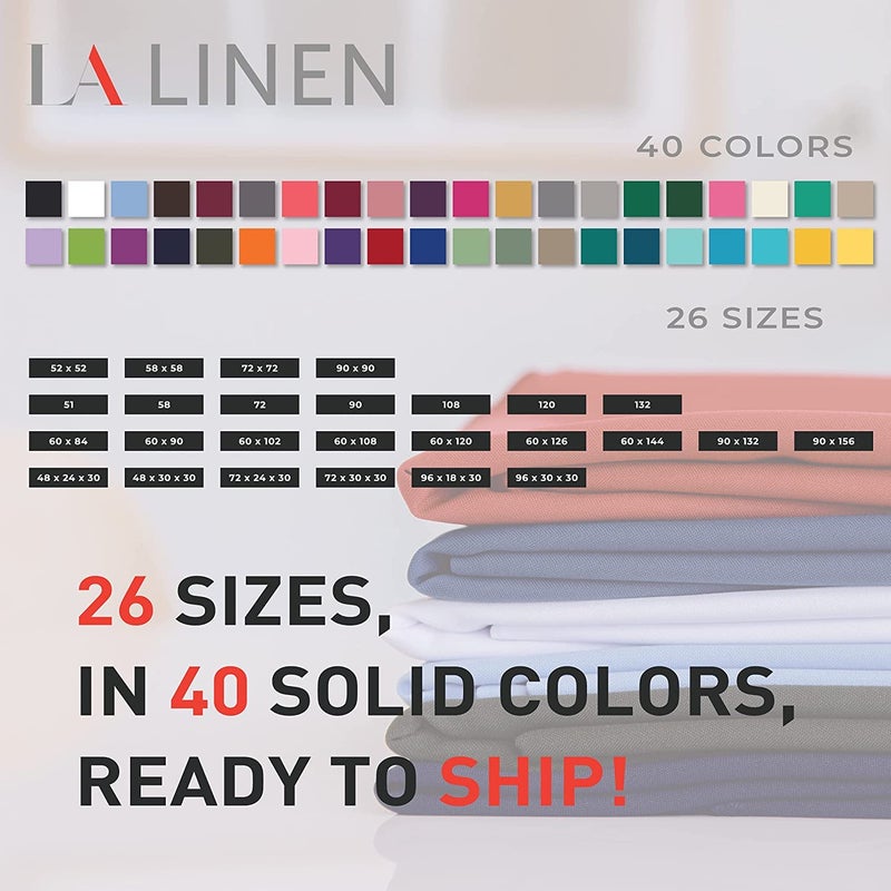 لا لينين مفرش طاولة مربع من La Linen بوليستر بوبلين قابل للغسل، غطاء طاولة مقاوم للبقع والتجاعيد، مفرش طاولة من القماش لتناول الطعام، حفلة المطبخ، العطلات، 90 × 90 بوصة، أحمر (Tcpop90X90_Redp98) - Image 3
