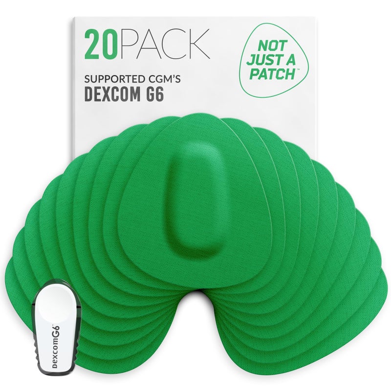 Not Just A Patch Dexcom G6 Adhesive Patches 20 Pack Dexcom G6 Stickers Adhesive Patches for Skin Water Resistant Dexcom Overpatch G6 for Active Lifestyle 1014 Days Green