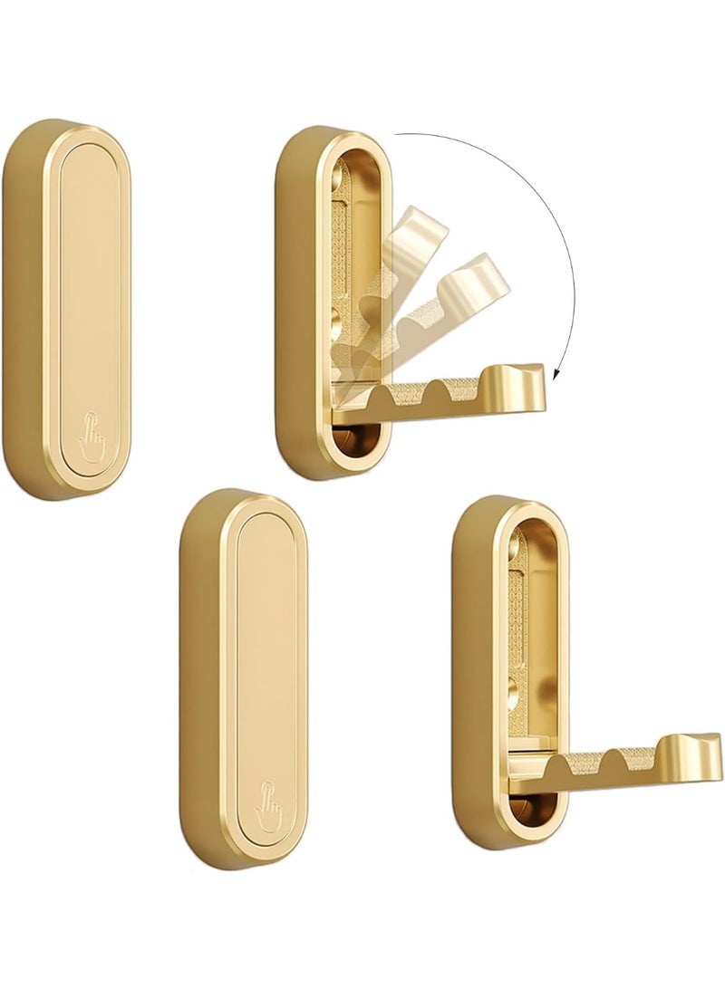 4PCS Folding Coat Hook, Heavy Duty Wall Hooks Made of Zinc Alloy, Foldable Gold Wall Hooks for Hanging Coats, Scarves, Hats, Bathrobes, Keys, Bags (Gold) - Image 1