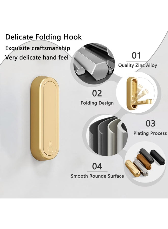 4PCS Folding Coat Hook, Heavy Duty Wall Hooks Made of Zinc Alloy, Foldable Gold Wall Hooks for Hanging Coats, Scarves, Hats, Bathrobes, Keys, Bags (Gold) - Image 2