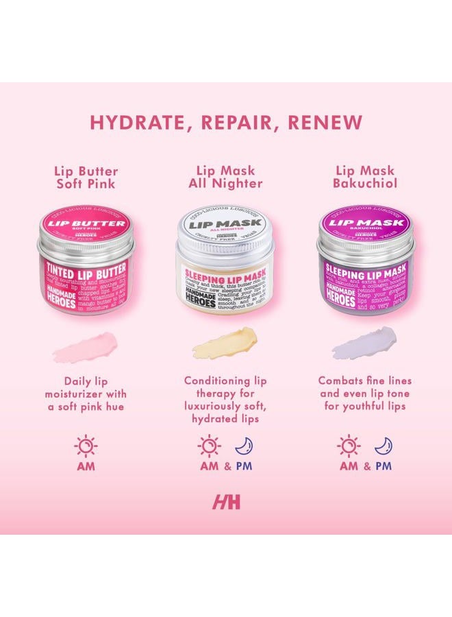 Handmade Heroes 100% Natural Tinted Lip Butter Sleeping Lip Mask, Clean Petroleum free Lip Moisturizer and Conditioner for Dry Lips. Intensive Lip Balm and Lip Therapy Skin Care with Mango butter (Light Pink) - Image 5