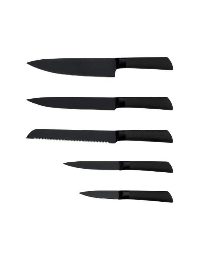 HATCHEN 6-Piece Stainless Steel Sharp Blade Kitchen Knife Set with Storage Block Black and Brown 10.9 x 16.8 x 35.8 cm BH03 - Image 2