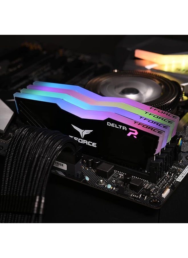 تيم جروب ذاكرة سطح المكتب للألعاب Team Group T-Force Delta RGB DDR4، 16 جيجابايت (2 × 8 جيجابايت)، سرعة تصل إلى 3600 ميجاهرتز، 288 Pin DIMM | أسود  - Image 2