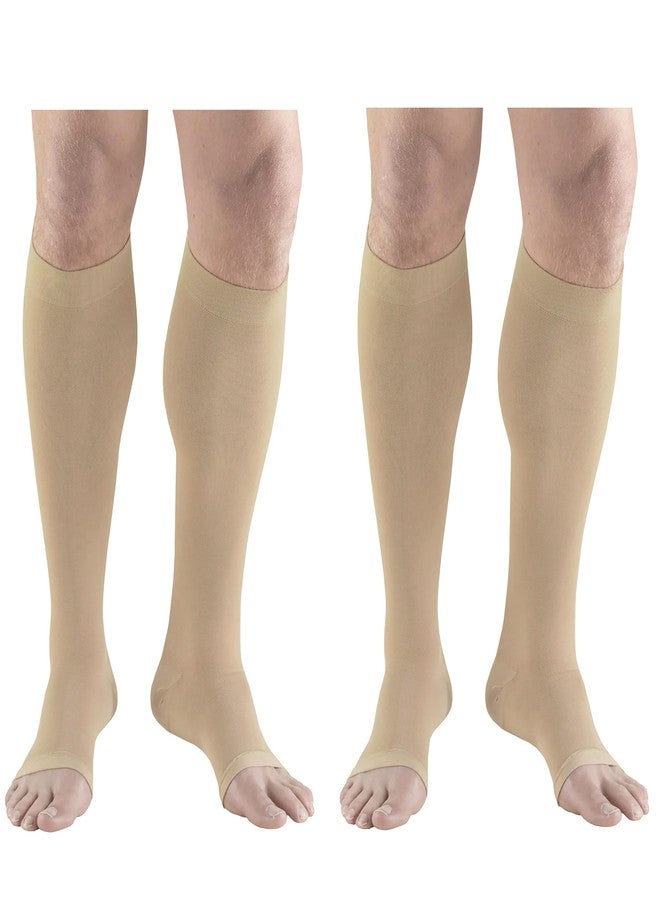 Truform Surgical Stockings, 18 mmHg Compression for Men and Women, Knee High Length, Open Toe, Beige, 3X-Large (Pack of 2) - Image 1