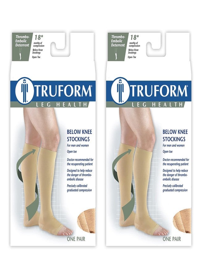 Truform Surgical Stockings, 18 mmHg Compression for Men and Women, Knee High Length, Open Toe, Beige, 3X-Large (Pack of 2) - Image 2