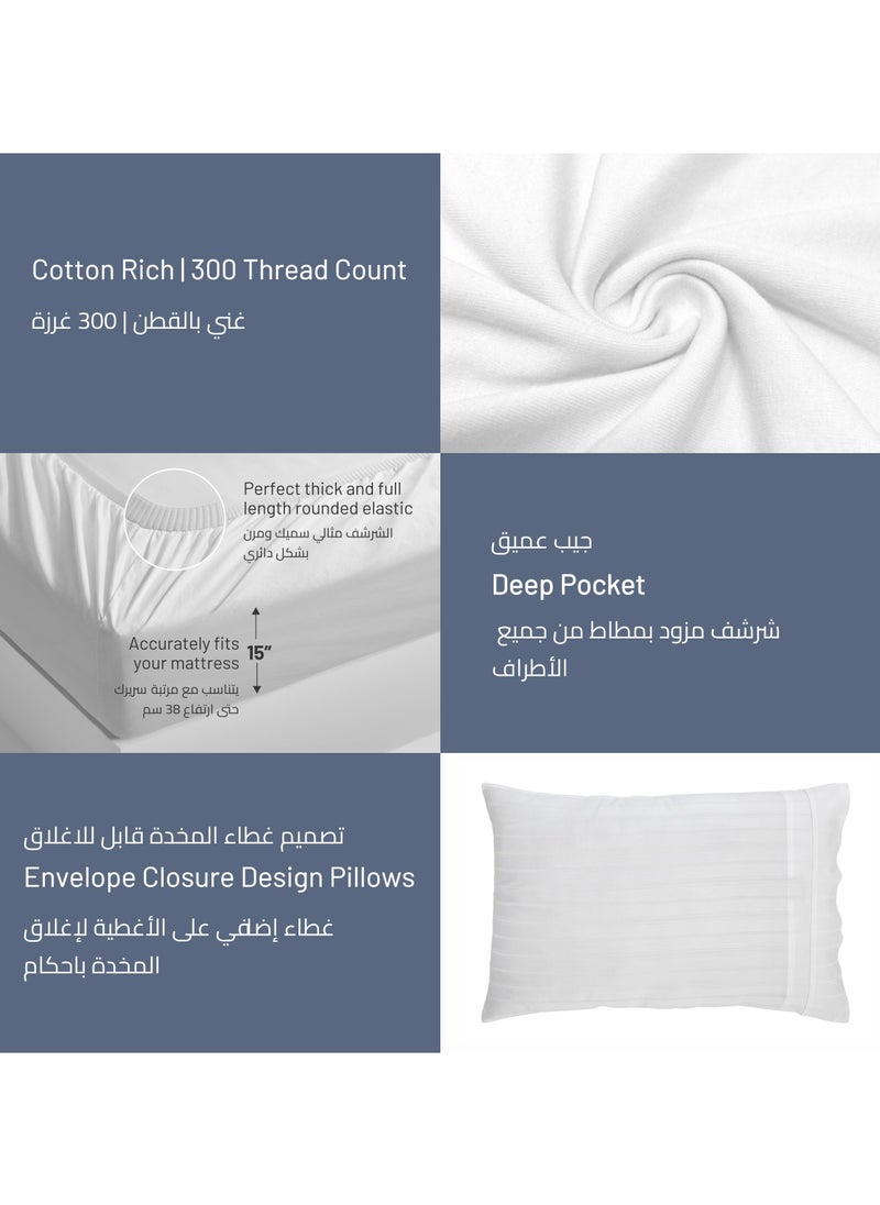 Donetella - Comforter Set 8-Pieces Double Size Hotel Style All Season Cotton Blend Stripe Pattern Bedding Set With Removable Cover And Down Alternative Filling, Grey - Image 1