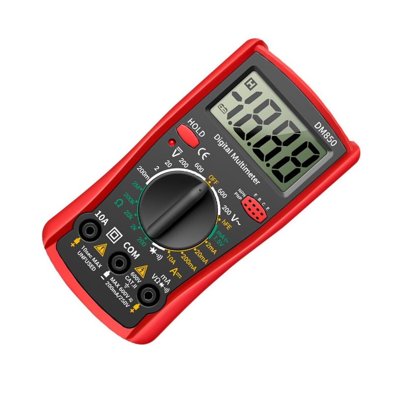 Handheld Digital Multimeter Tester For AC DC Voltage Current Resistance Electrical Repair Red - Image 2