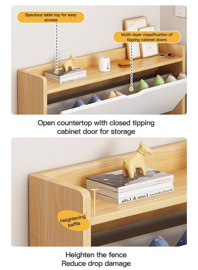Sharpdo Shoe Cabinet with 3 Flip Drawers 100*17*120cm, Hidden Wood Shoe Cabinet,Freestanding Shoe Storage Cabinet for Entryway Hallway - Image 5
