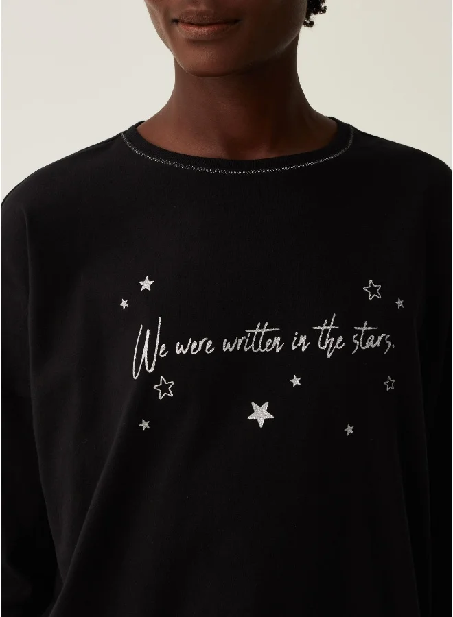 او في اس Pyjama top with glitter stars print