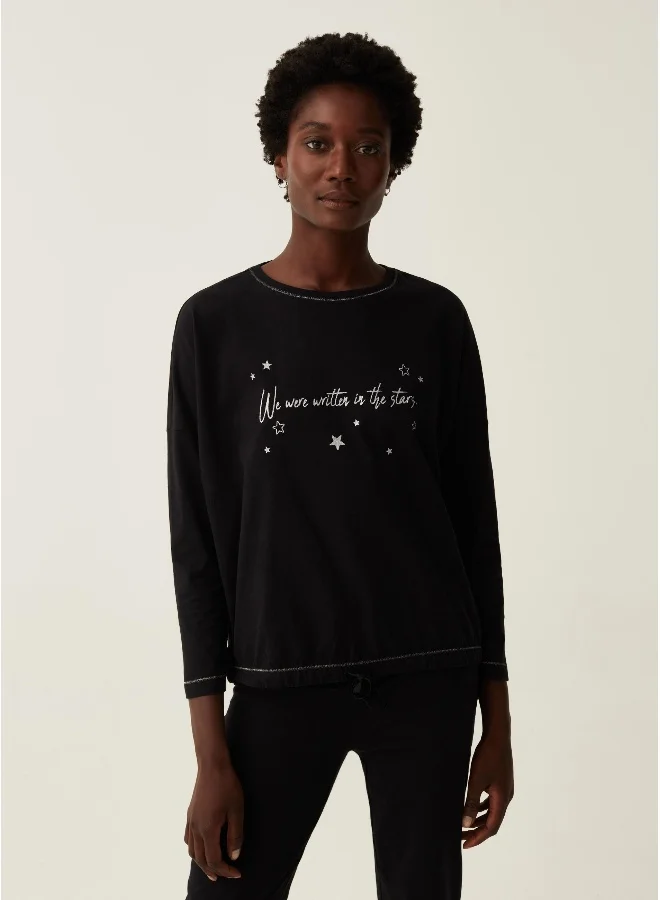 او في اس Pyjama top with glitter stars print