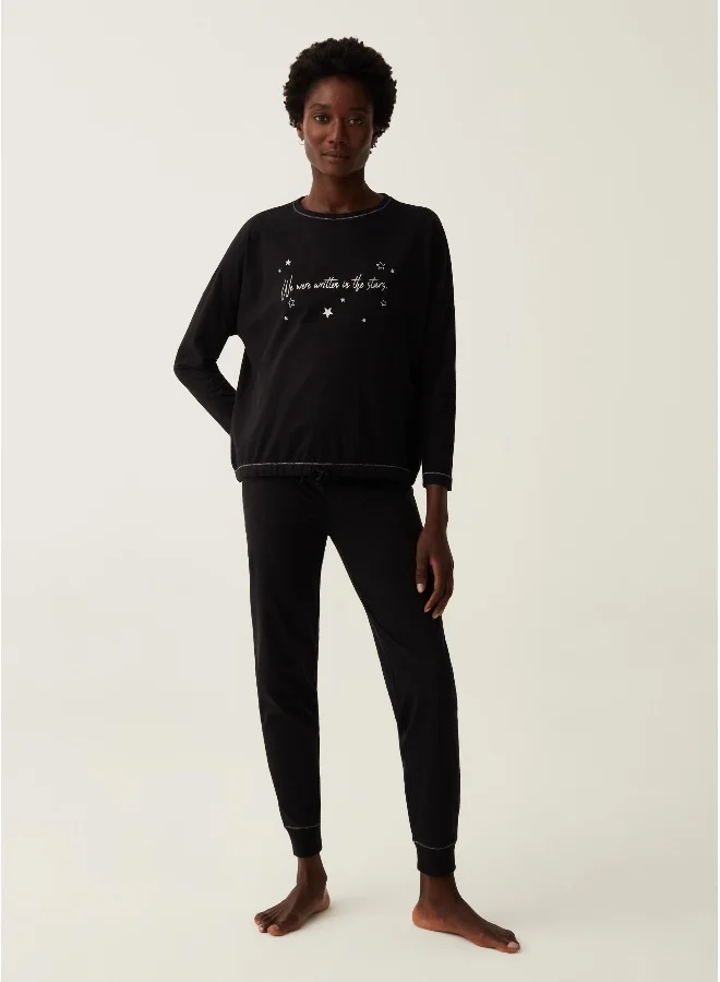 او في اس Pyjama top with glitter stars print