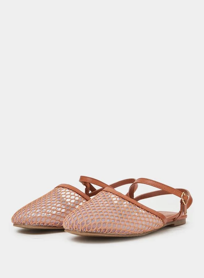 Styli Tan Mesh Slingback Casual Shoes