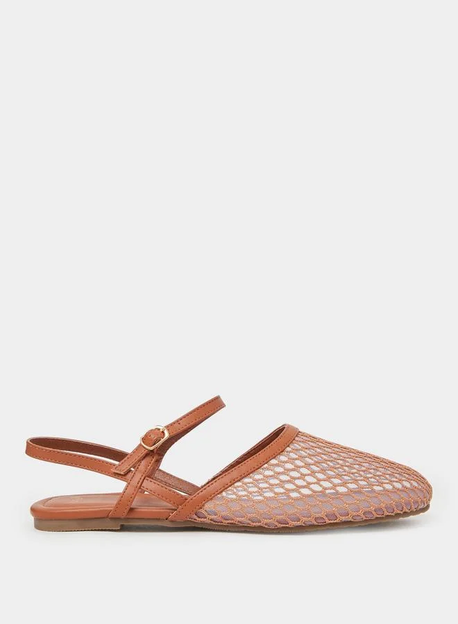 Styli Tan Mesh Slingback Casual Shoes