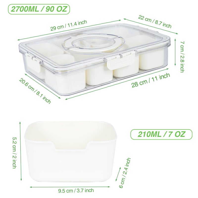shopwithgreen Divided Serving Tray with Lid and Handle, Portable Snackle Box Charcuterie Container for Party, Veggies, Snack, Fruit, Nuts, Candy, Christmas Tray Snack Box for Entertaining, Picnic - Image 4
