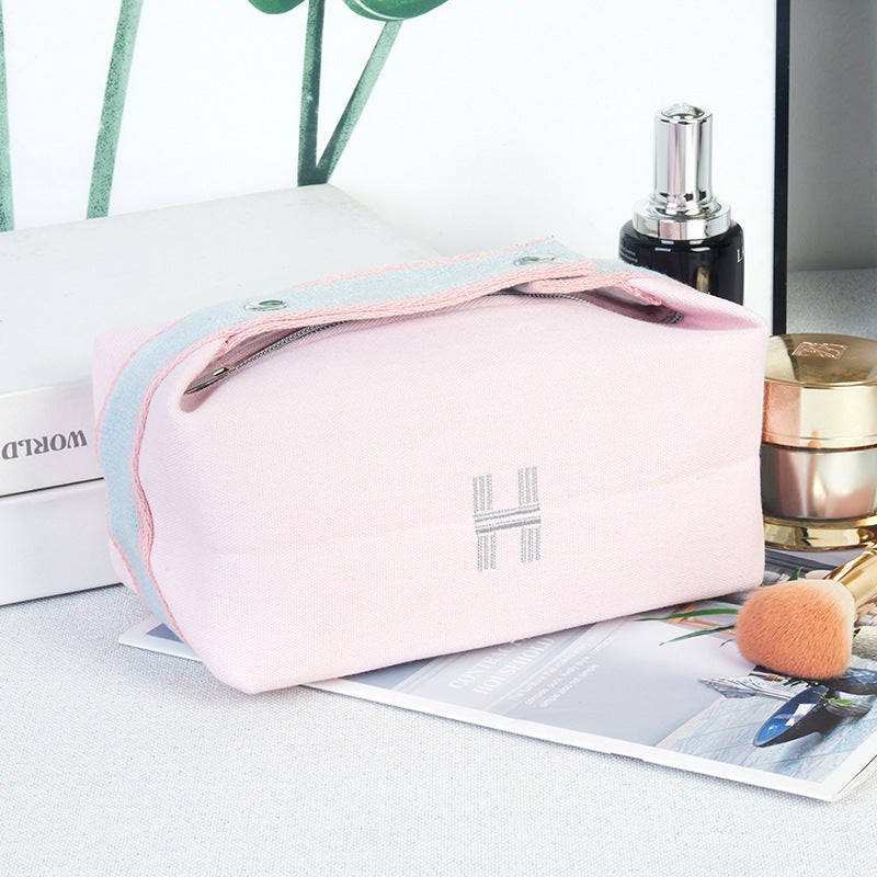 H Home lunch box bag canvas portable cosmetic bag Portable Travel womens cosmetics storage bag wash bag wholesale zero Pink