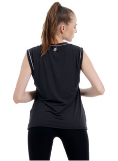 Selecta Now Ladies Sleeveless Cotton T-Shirt Black Breathable Contrast Piping Tank Top Soft Stretchable Women’s T Shirt  - Image 5