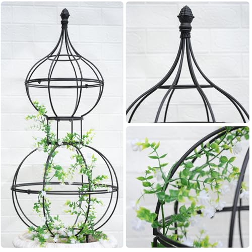 GOOOXIM 47"x17" Metal Obelisk Trellis for Climbing Plants | Unique Outdoor Support for Rose Bushes and Tall Vines | Durable & Weather-Resistant Garden Decor - Image 3