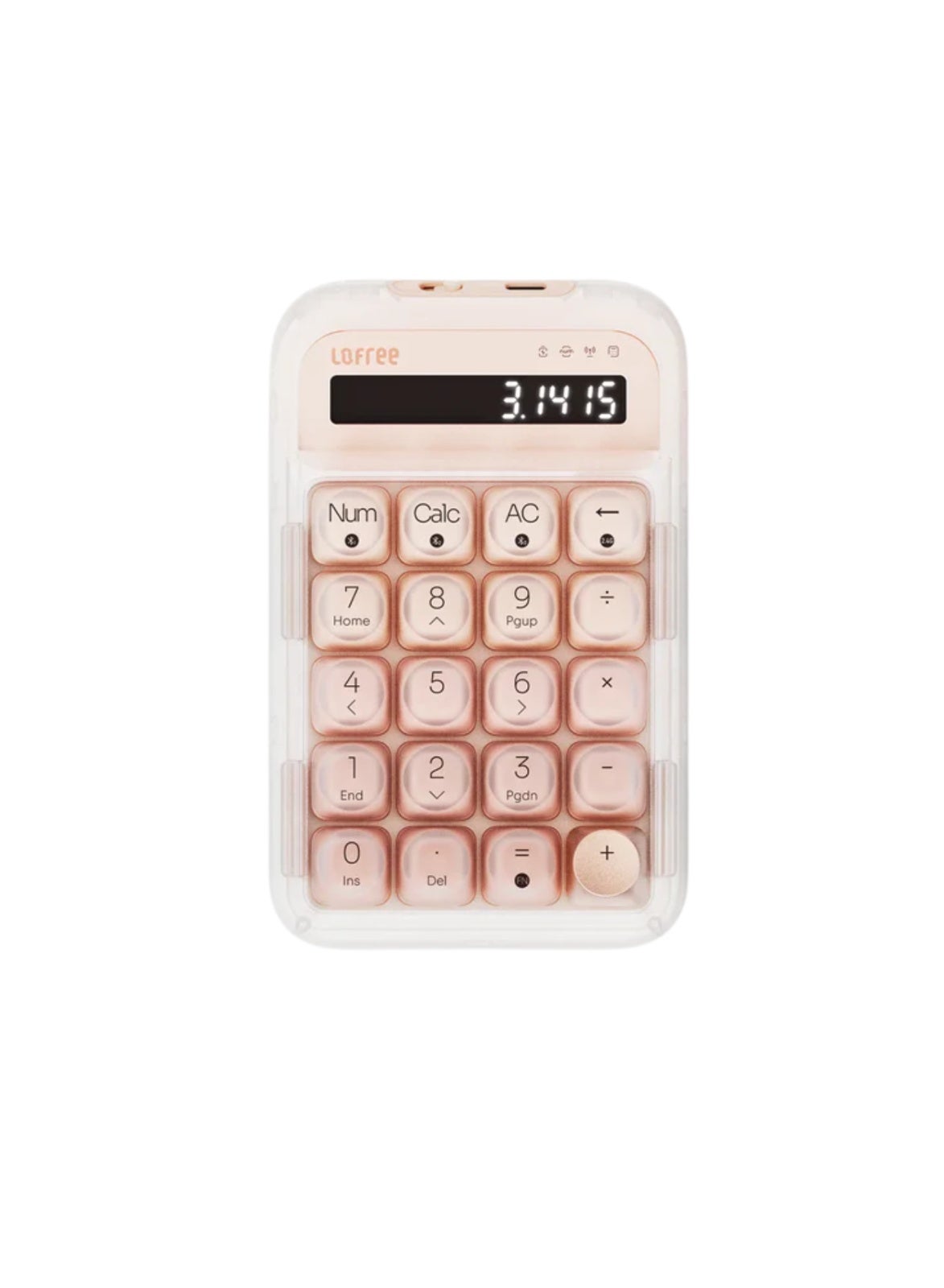 Lofree Lipstick Tri-Mode Wireless Mechanical Numpad, Bluetooth 5.3/2.4G/USB-C, 20-Key Numeric Keypad, Hot-Swappable Gateron Switches, LED Backlit, Multi-Device Compatible (Foundation Color)