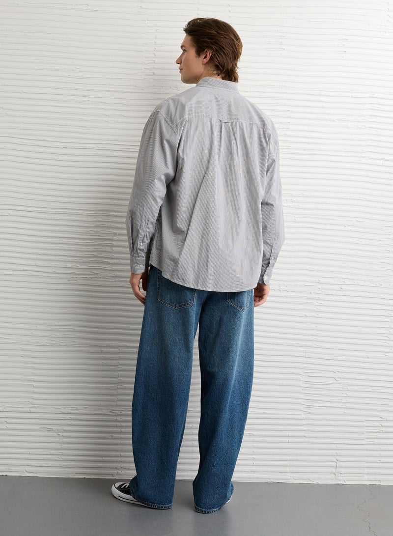 American Eagle AE Everyday Poplin Striped Button-Up Shirt  - Image 4