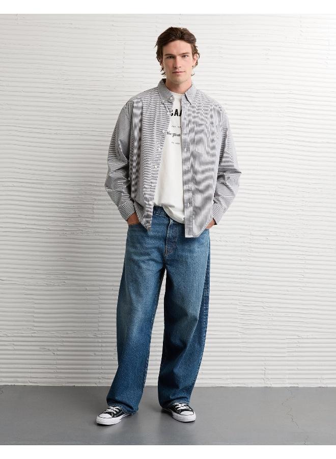 American Eagle AE Everyday Poplin Striped Button-Up Shirt - Image 1