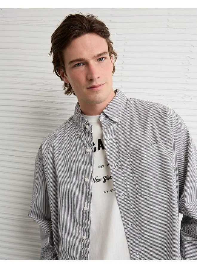 American Eagle AE Everyday Poplin Striped Button-Up Shirt
