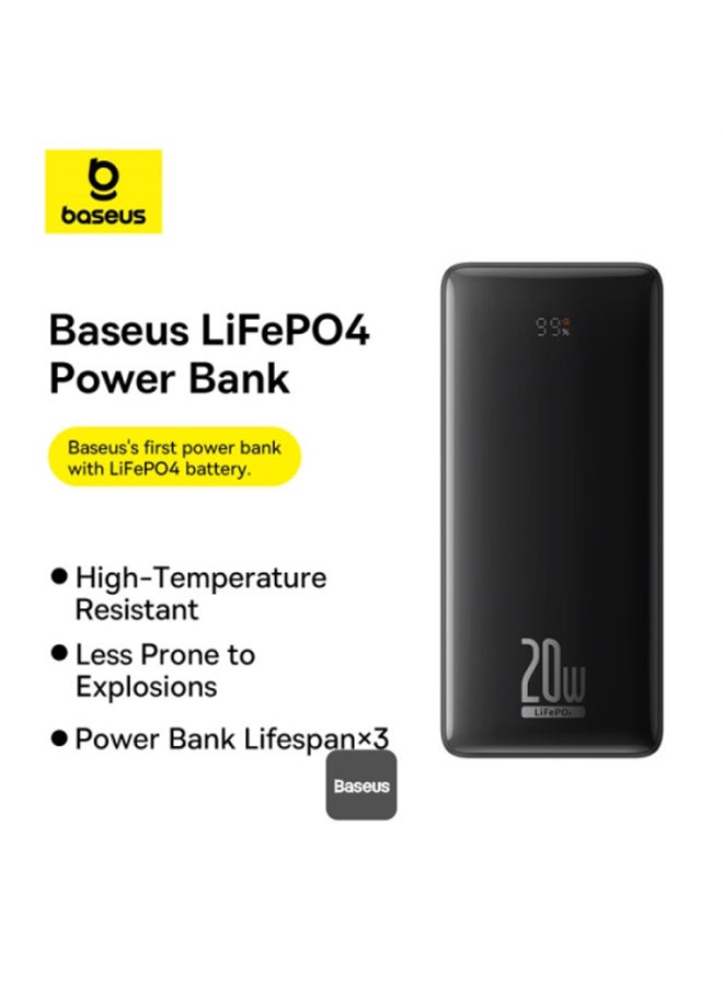 بيسوس بطارية بيسوس LiFePO4 Digital بسعة 18400 ملي امبير بقوة 20 واط بمنفذين تايب سي ومنفذين يو اس بي - اسود - Image 2