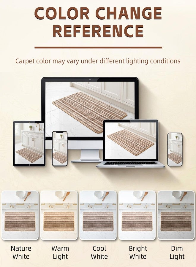 Carvapet Non Slip Kitchen Rugs and Mats Set of 2, Washable Absorbent Kitchen Runner Rugs for Floor in Front of Sink with Rubber Backing, Brown 17" x 30" + 17" x 59" - Image 5