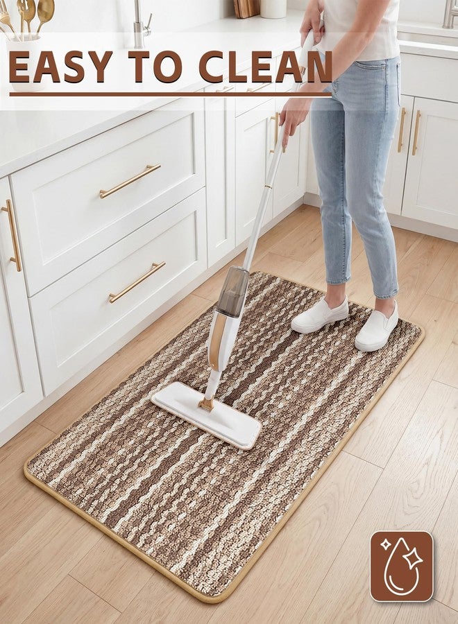 Carvapet Non Slip Kitchen Rugs and Mats Set of 2, Washable Absorbent Kitchen Runner Rugs for Floor in Front of Sink with Rubber Backing, Brown 17" x 30" + 17" x 59" - Image 4