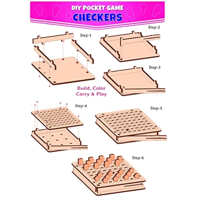 Funvention for Little Scientist in Every Kid Combo Of 8 Diy Pocket Travel Games Tic Tac Toe Chess Checkers Family Board Game Best Birthday Return Gifts 25 PgCo8 Multicolor - Image 5