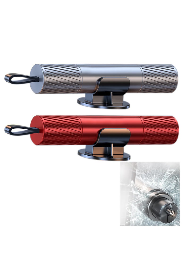 SYOSI 2 Pcs Portable Car Window Breaker, Upgrade Car Safety Hammer with Seat Belt Cutter - Essential Car Escape Tools for Land and Underwater Emergencies (Red and Silver)  - Image 1