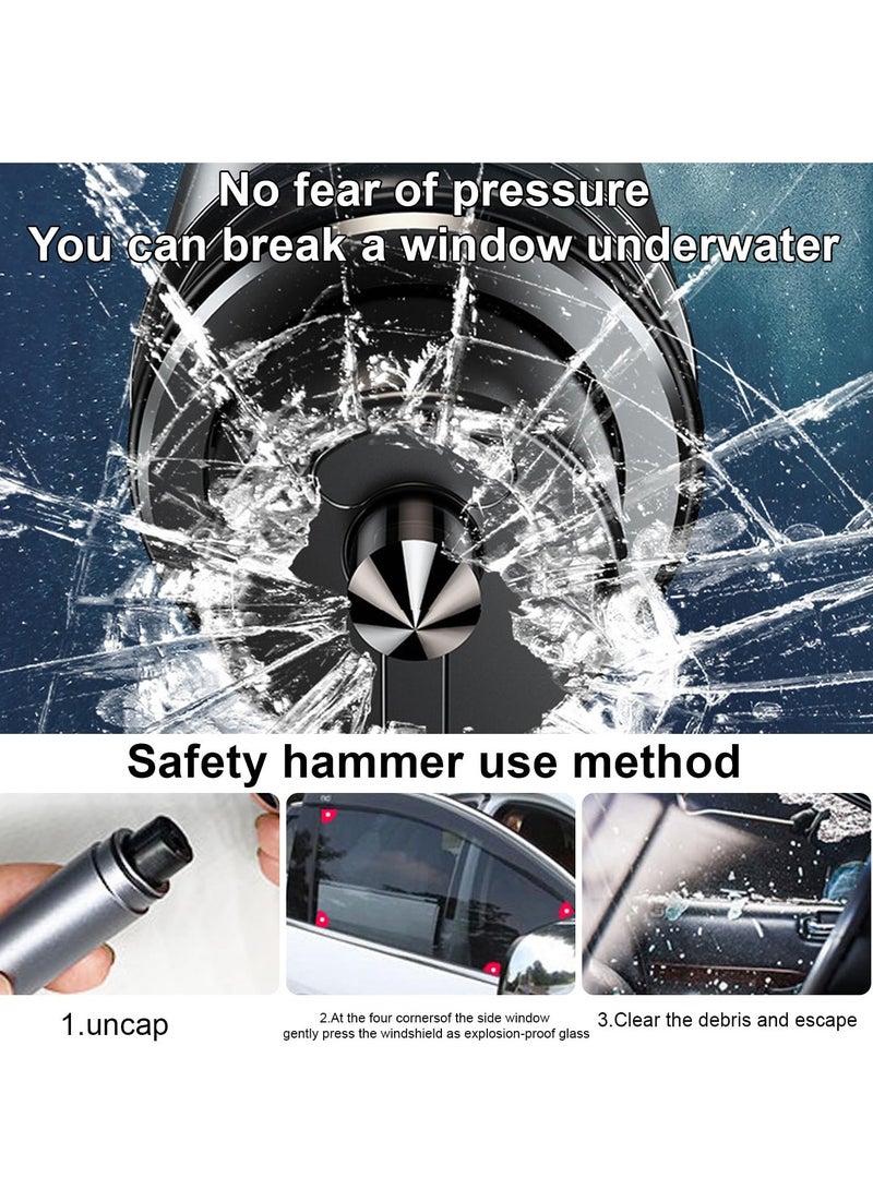 SYOSI 2 Pcs Portable Car Window Breaker, Upgrade Car Safety Hammer with Seat Belt Cutter - Essential Car Escape Tools for Land and Underwater Emergencies (Red and Silver)  - Image 2