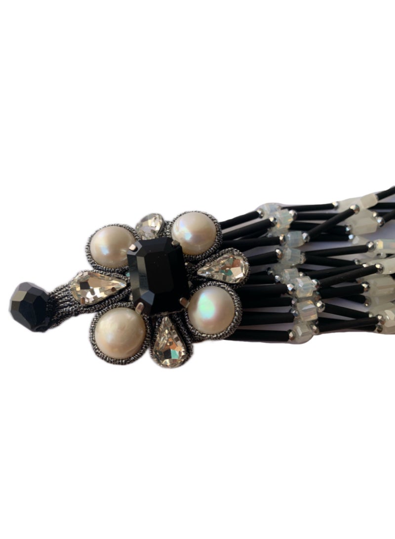 Royalace Women’s Black and White Bracelet with Stones - Image 3