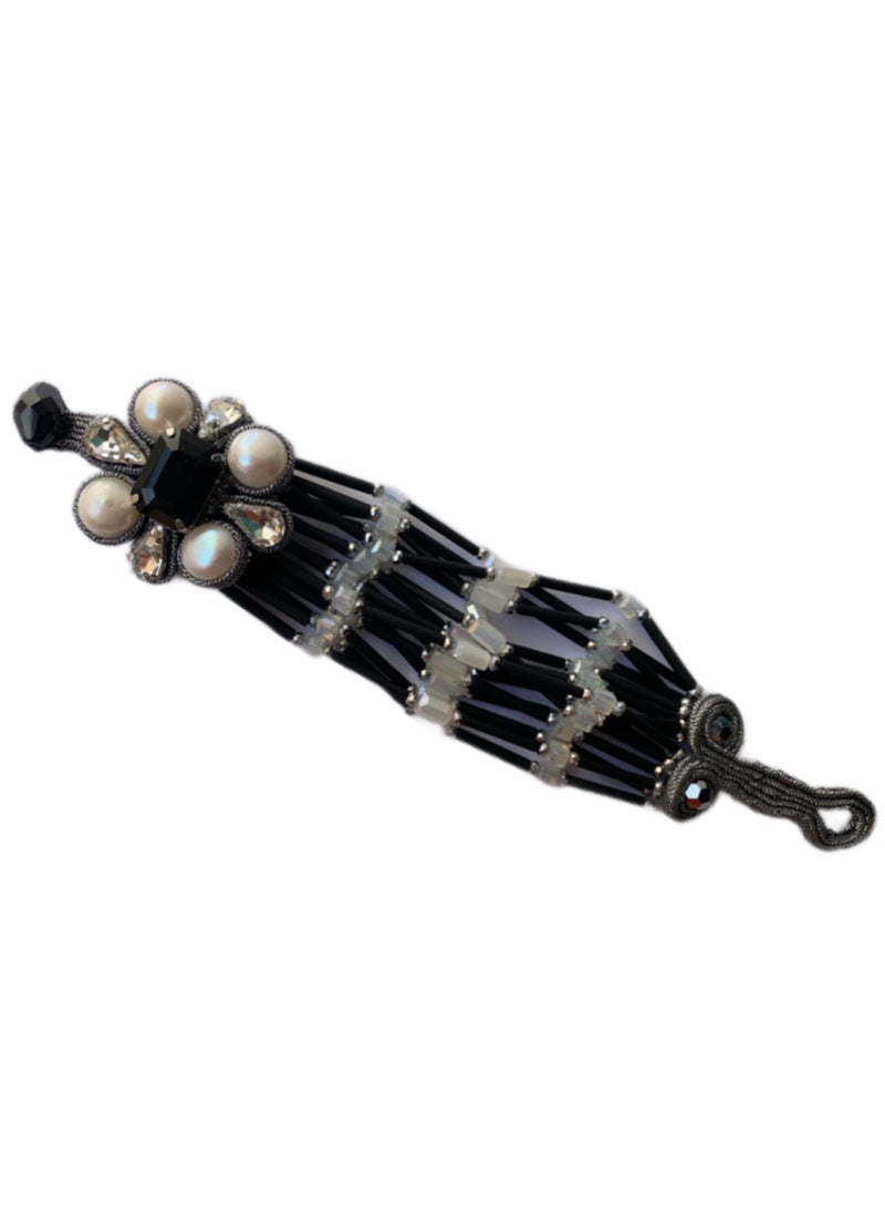 Royalace Women’s Black and White Bracelet with Stones - Image 4