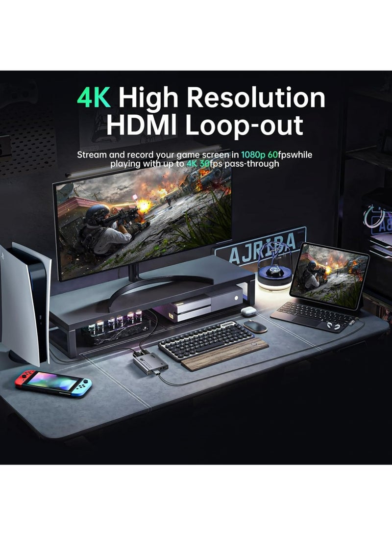 إكس ليفيل بطاقة التقاط الفيديو ، بطاقة التقاط الفيديو الصوتية ، بطاقة التقاط USB 3.0 4K HDMI Loop-Out ، 1080P 60FPS / 2K 30FPS التقاط ألعاب الفيديو للبث ، يعمل على PS5 / Switch / الكاميرا / الكمبيوتر الشخصي - Image 3