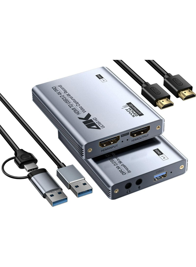 إكس ليفيل بطاقة التقاط الفيديو ، بطاقة التقاط الفيديو الصوتية ، بطاقة التقاط USB 3.0 4K HDMI Loop-Out ، 1080P 60FPS / 2K 30FPS التقاط ألعاب الفيديو للبث ، يعمل على PS5 / Switch / الكاميرا / الكمبيوتر الشخصي - Image 1