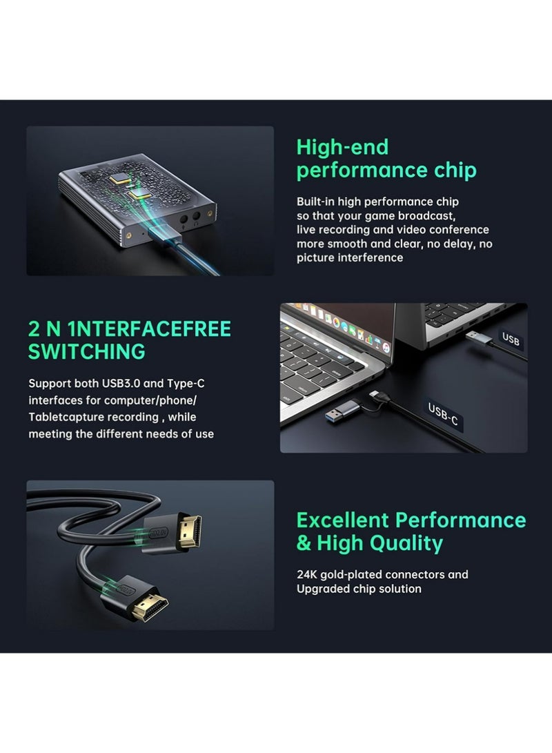 إكس ليفيل بطاقة التقاط الفيديو ، بطاقة التقاط الفيديو الصوتية ، بطاقة التقاط USB 3.0 4K HDMI Loop-Out ، 1080P 60FPS / 2K 30FPS التقاط ألعاب الفيديو للبث ، يعمل على PS5 / Switch / الكاميرا / الكمبيوتر الشخصي - Image 4
