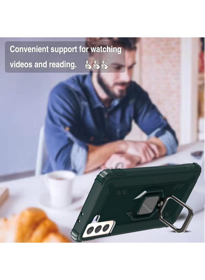 اس-توب جراب لهاتف Samsung Galaxy S21 5G مصنوع من ألياف الكربون مع حامل حلقي يدور 360 درجة - Image 5