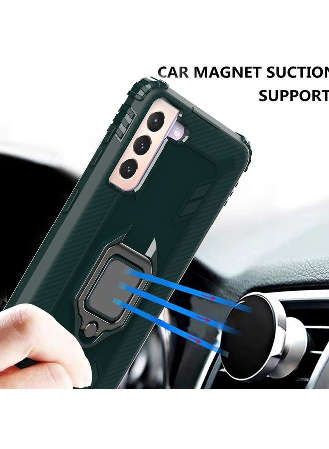 اس-توب جراب لهاتف Samsung Galaxy S21 5G مصنوع من ألياف الكربون مع حامل حلقي يدور 360 درجة - Image 4