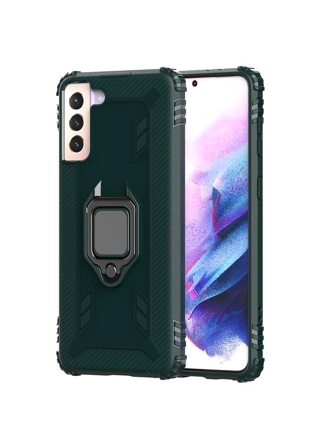 اس-توب جراب لهاتف Samsung Galaxy S21 5G مصنوع من ألياف الكربون مع حامل حلقي يدور 360 درجة - Image 2