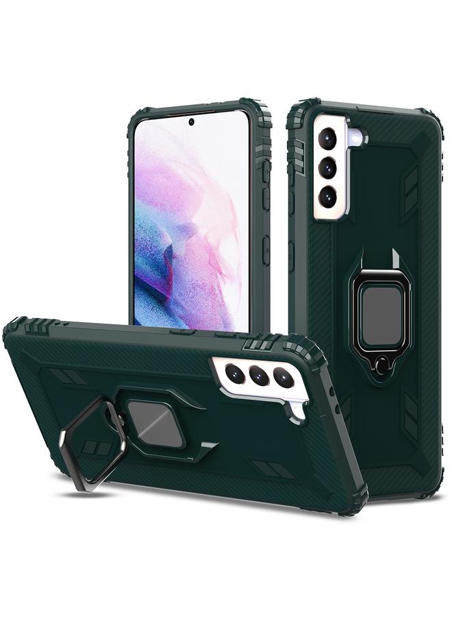 اس-توب جراب لهاتف Samsung Galaxy S21 5G مصنوع من ألياف الكربون مع حامل حلقي يدور 360 درجة - Image 1