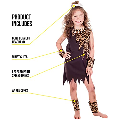 fun shack Cave Girl Costume Kids, Cavegirl Costume Girls, Girls Caveman Costumes, Halloween Costumes for Kids, Large - Image 4